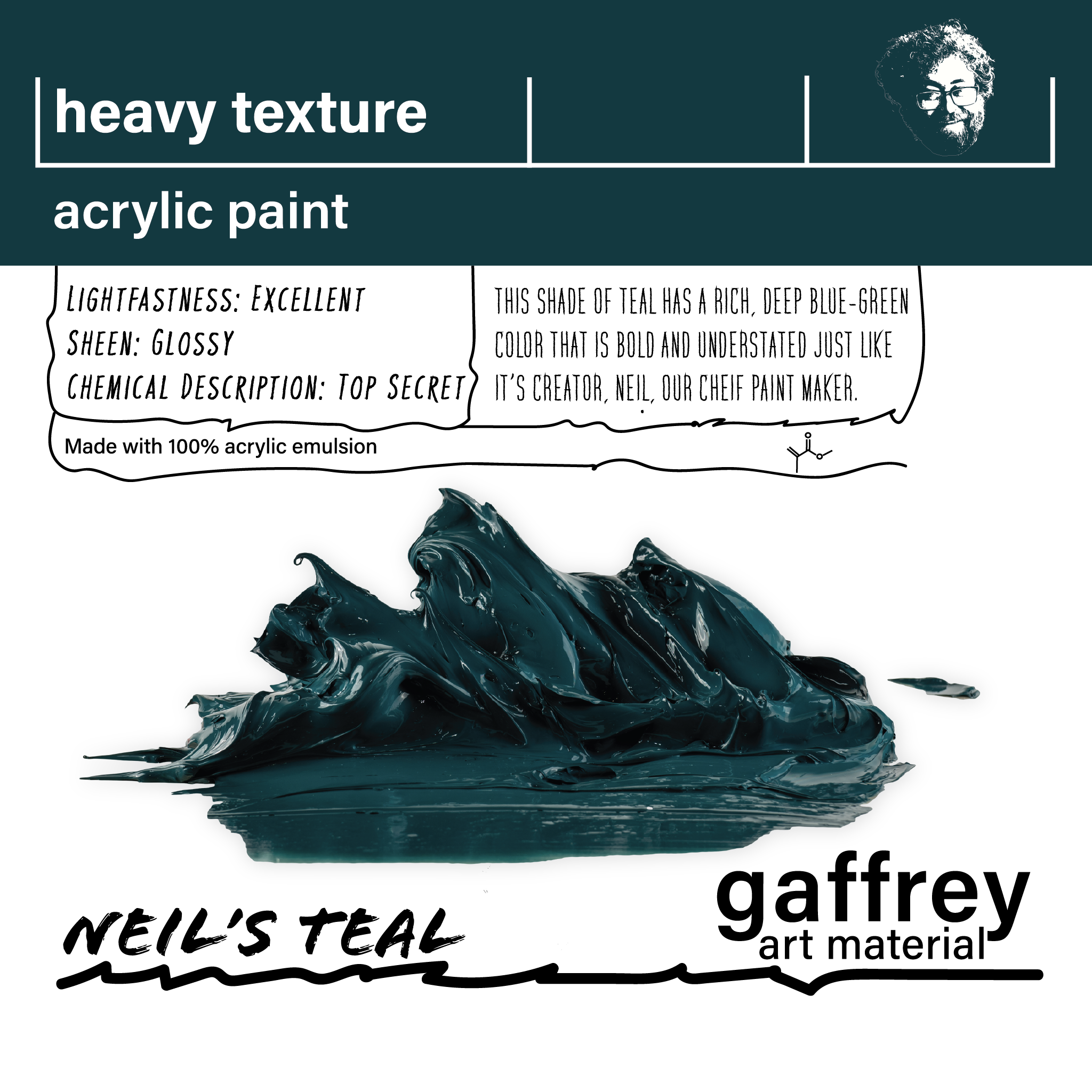 Neils Teal Heavy Texture - Gaffrey Art Material
