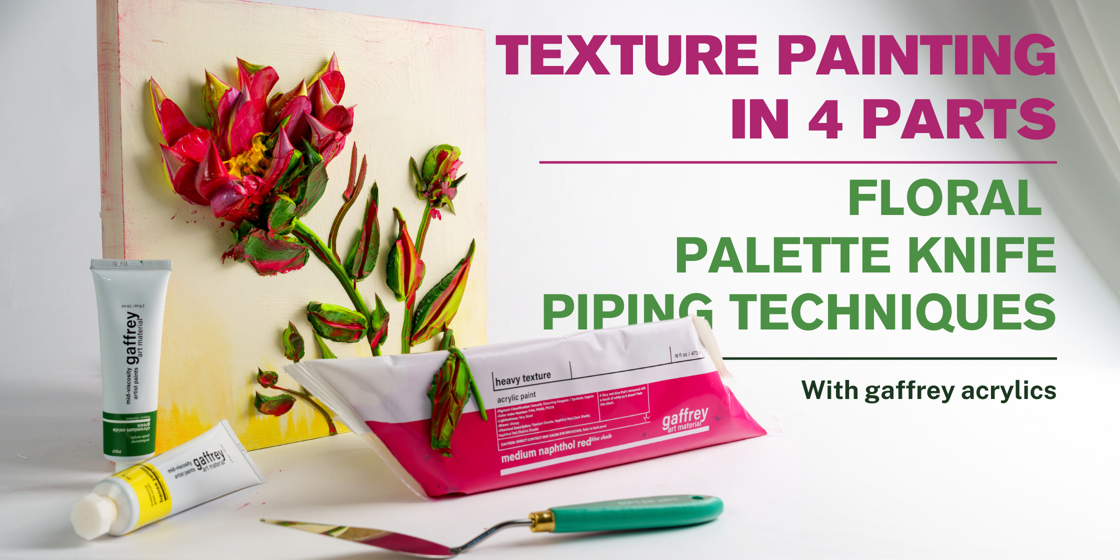 Textured Floral Acrylic Painting Tutorial in 4 Parts