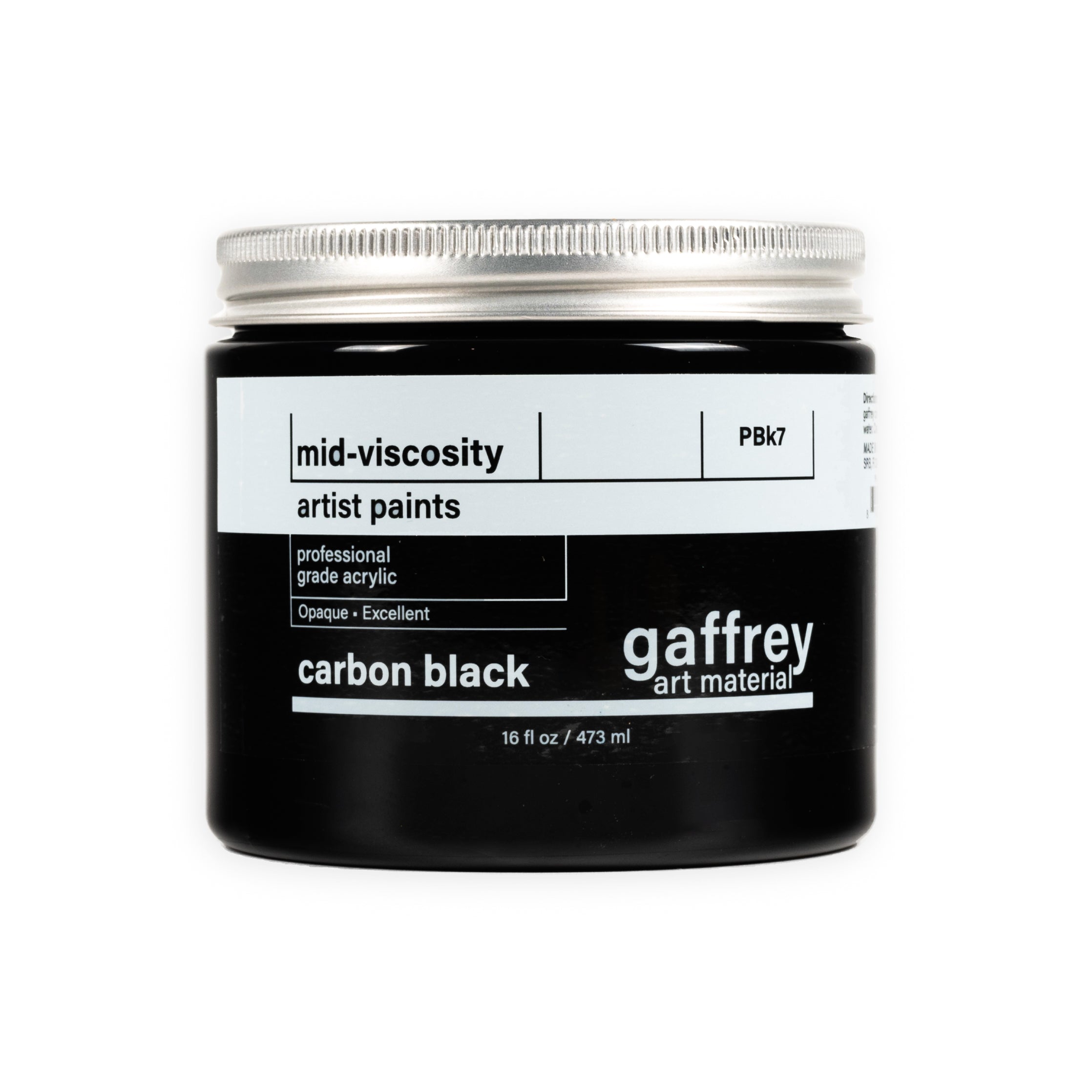 Carbon Black Artist Acrylic Paint - Gaffrey Art Material
