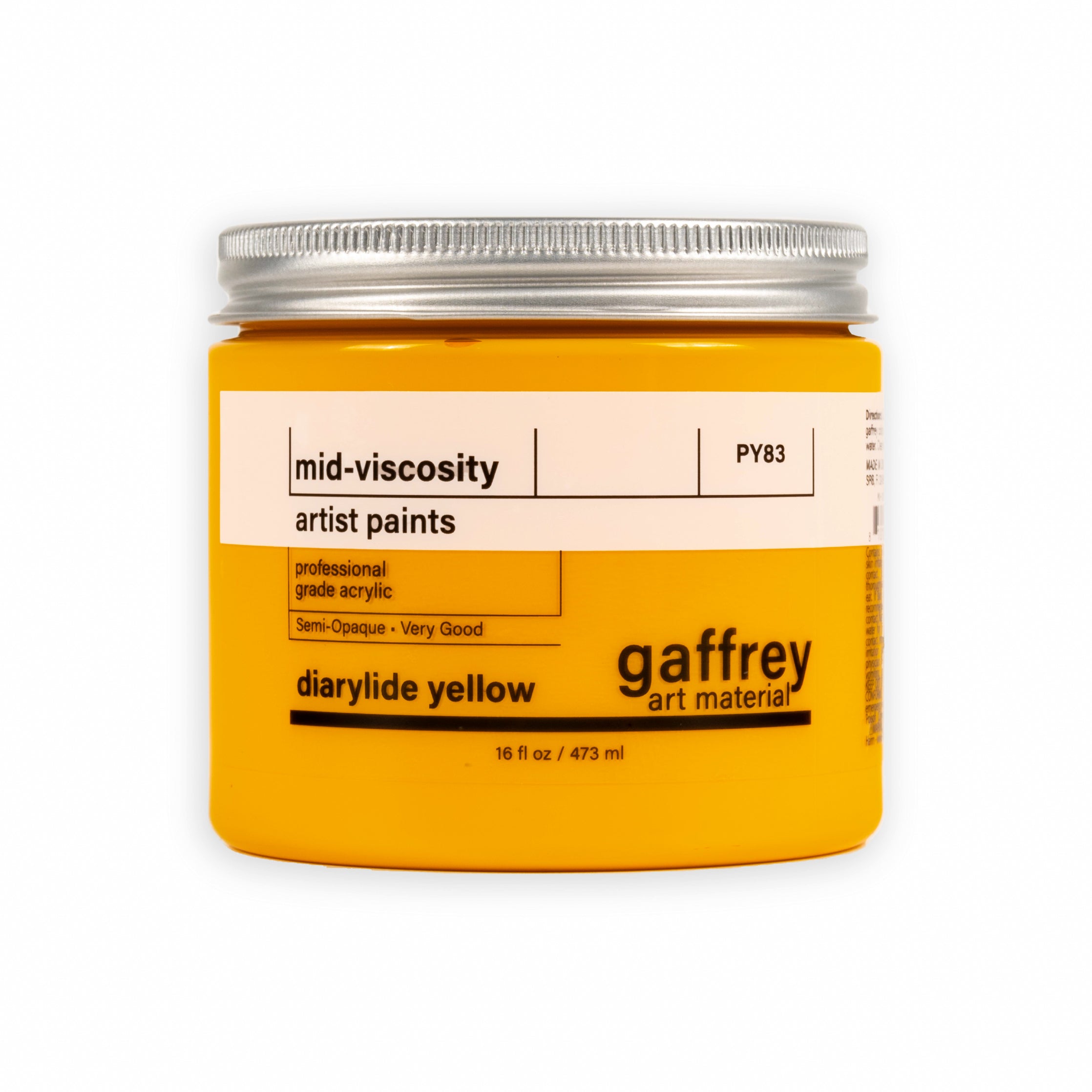 Diarylide Yellow Artist Acrylic Paint - Gaffrey Art Material