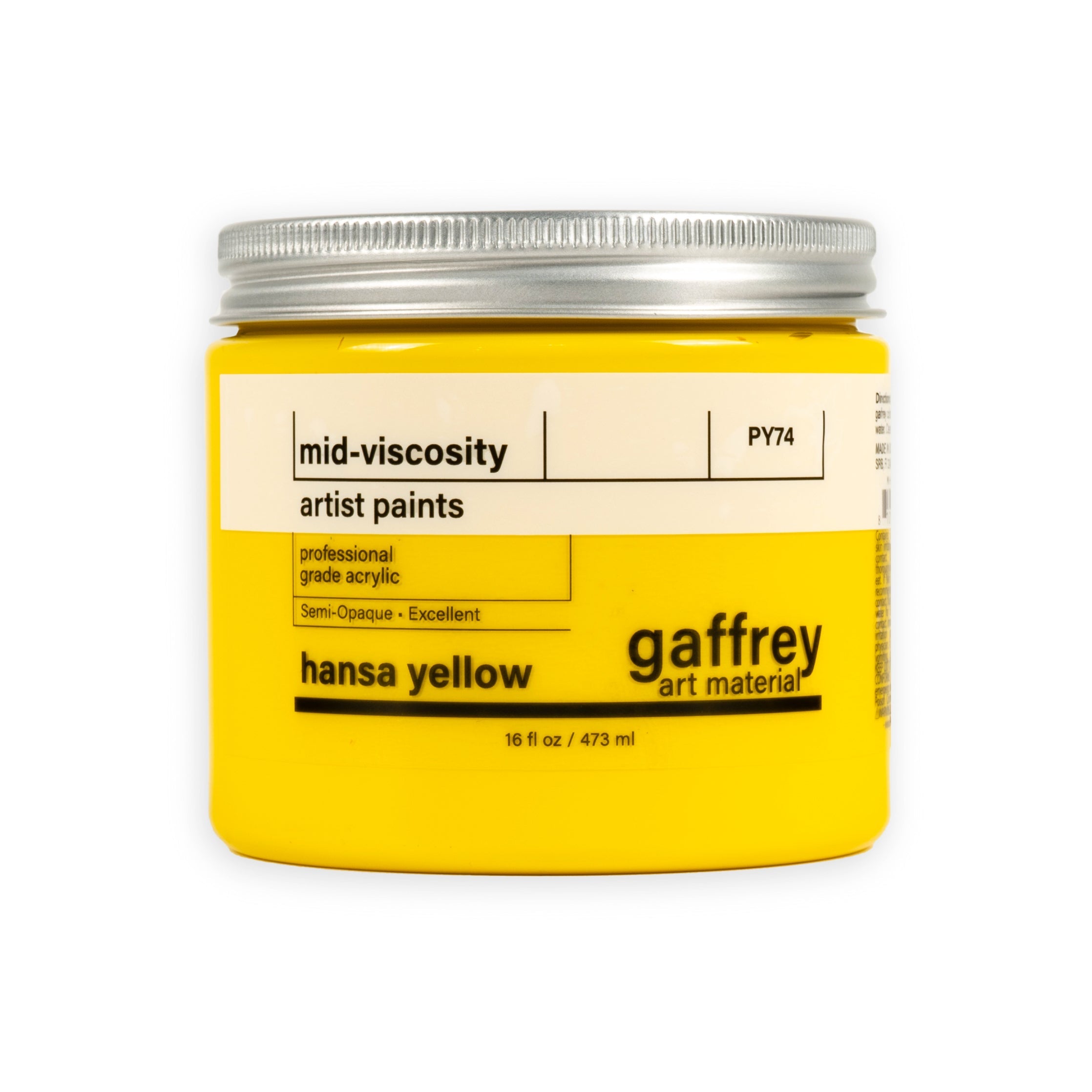 Hansa Yellow Artist Acrylic Paint - Gaffrey Art Material