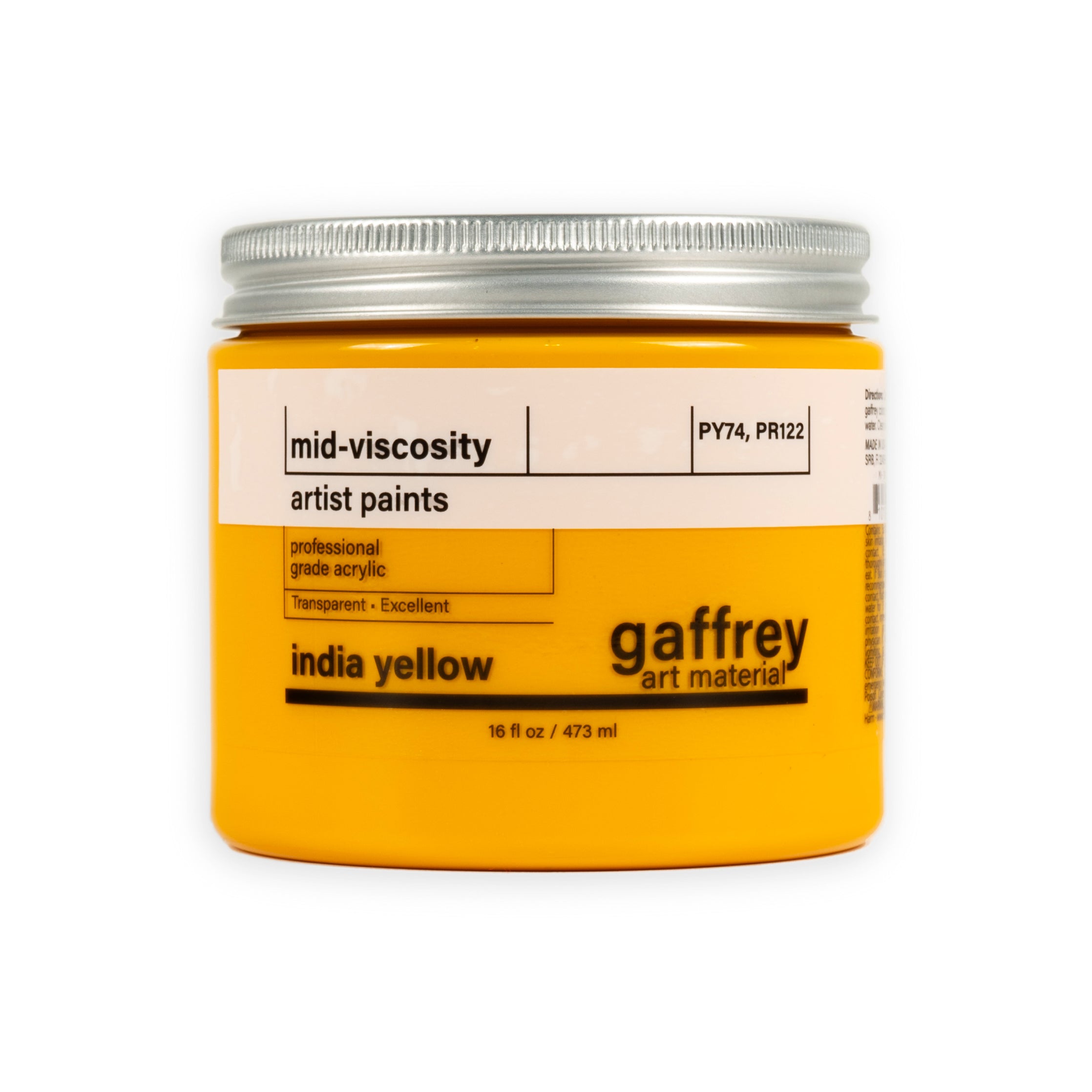 India Yellow Artist Acrylic Paint - Gaffrey Art Material