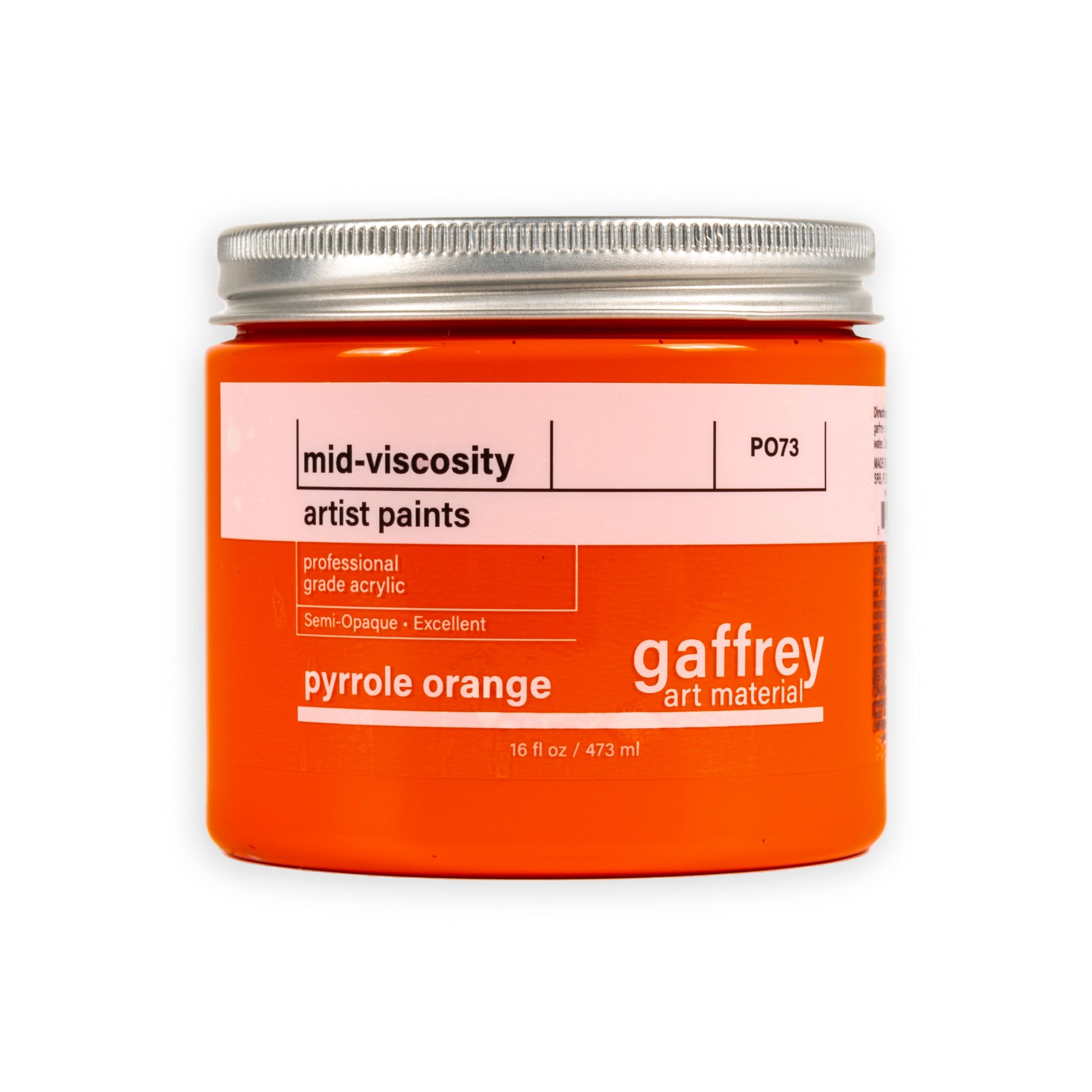 Pyrrole Orange Artist Acrylic Paint - Gaffrey Art Material
