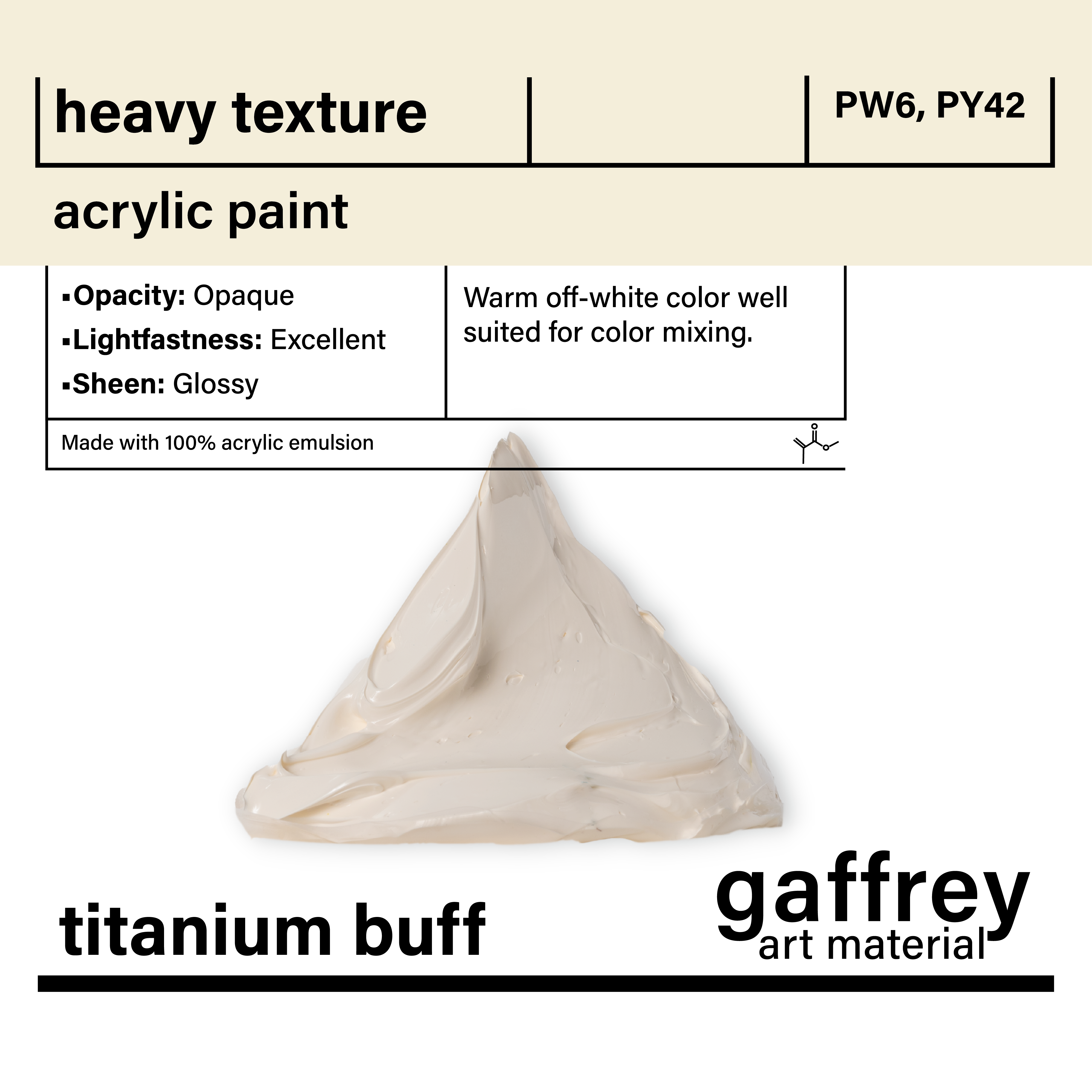 Titanium Buff Heavy Body Texture Acrylic Paint - Gaffrey Art Material