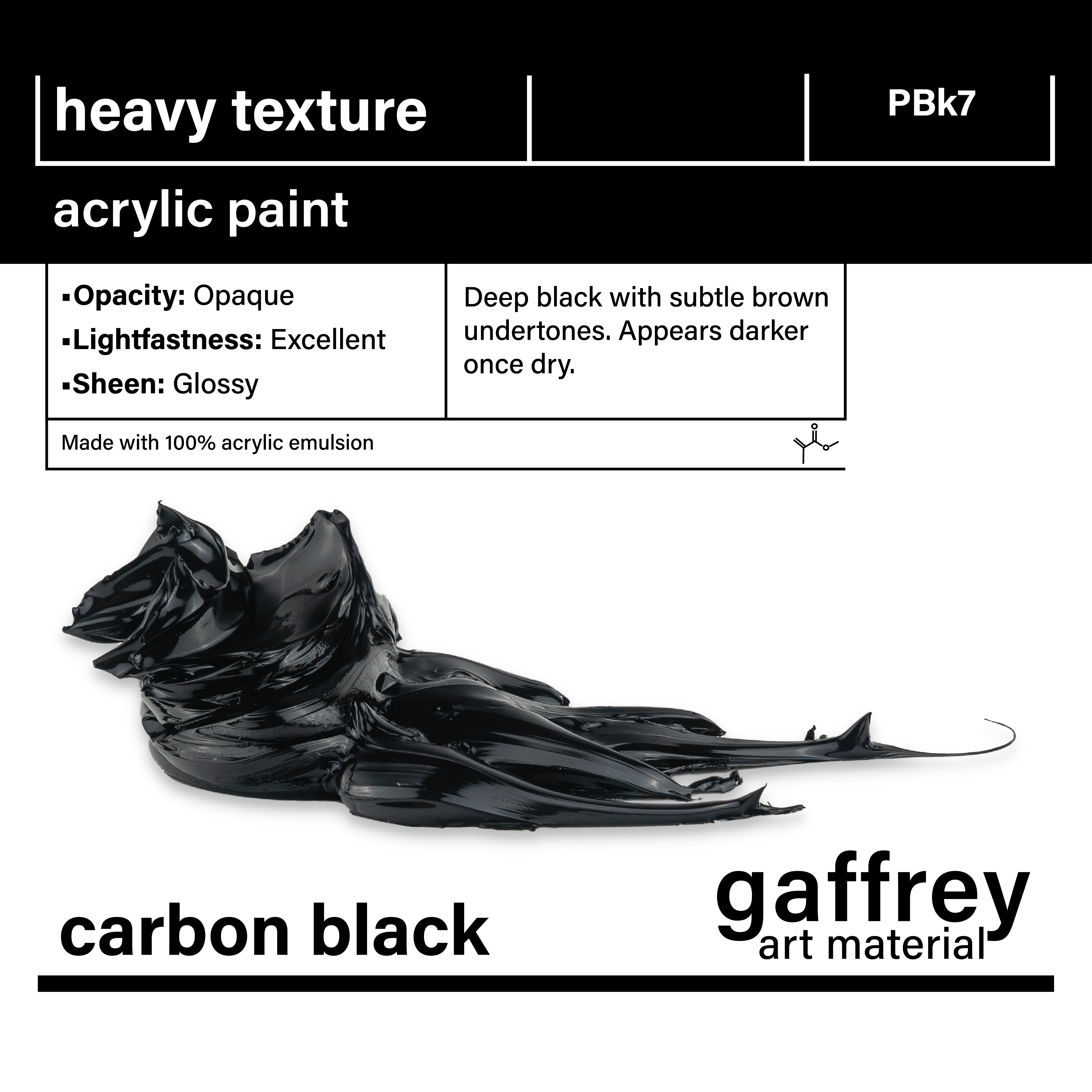gaffrey art Carbon Black Heavy Body Texture Acrylic Paint – Gaffrey Art  Material