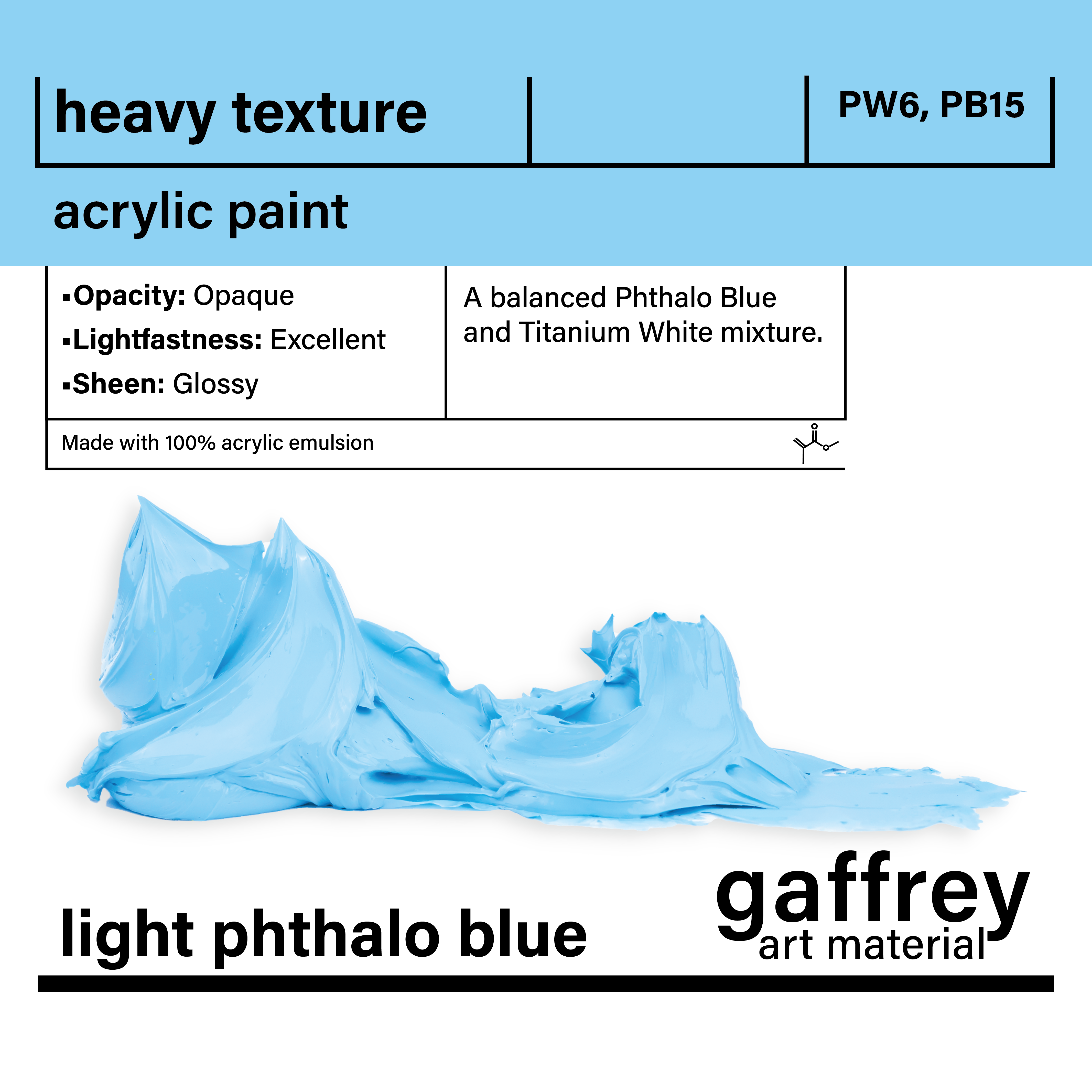 Light Phthalo Blue Heavy Texture - Gaffrey Art Material