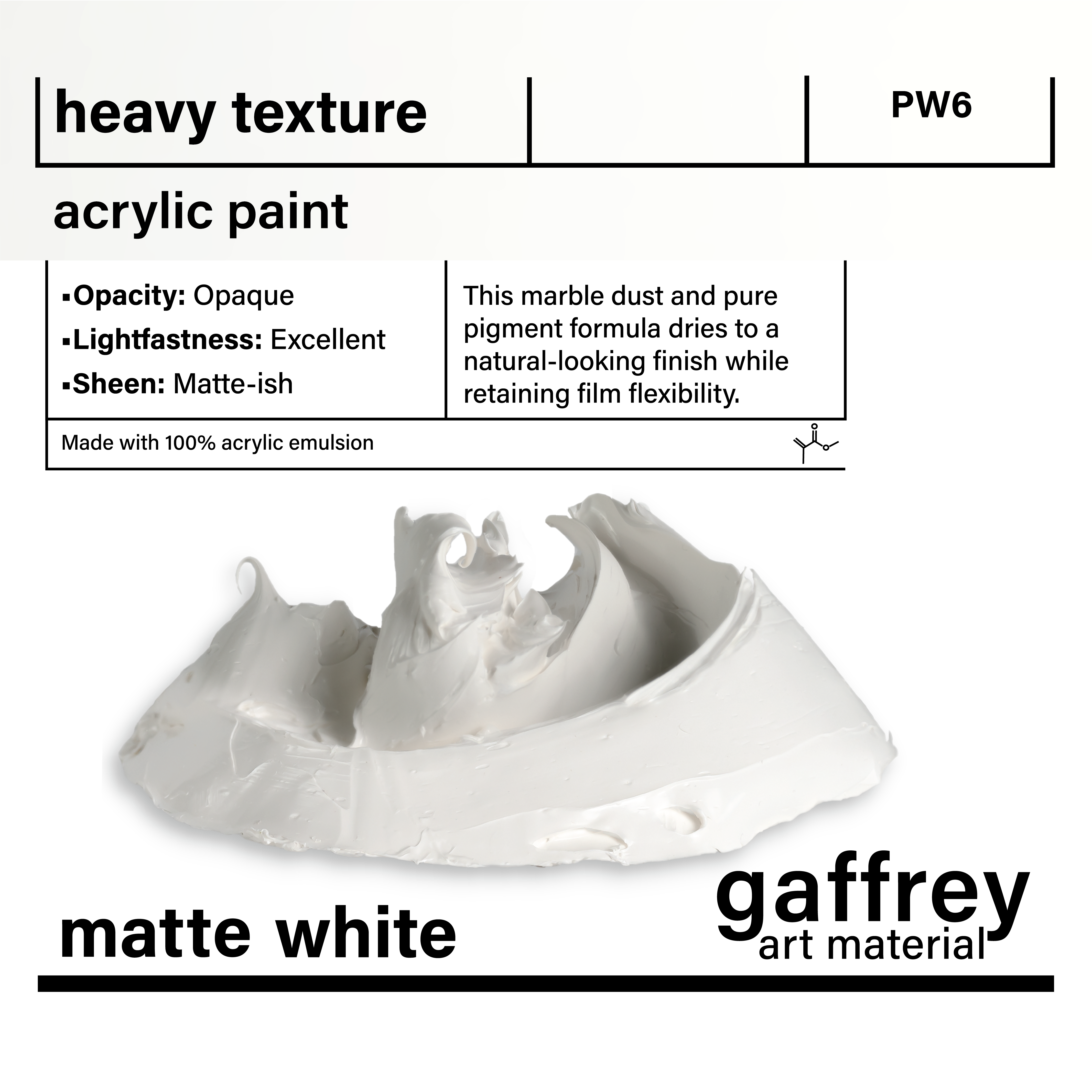 Matte White Heavy Texture - Gaffrey Art Material