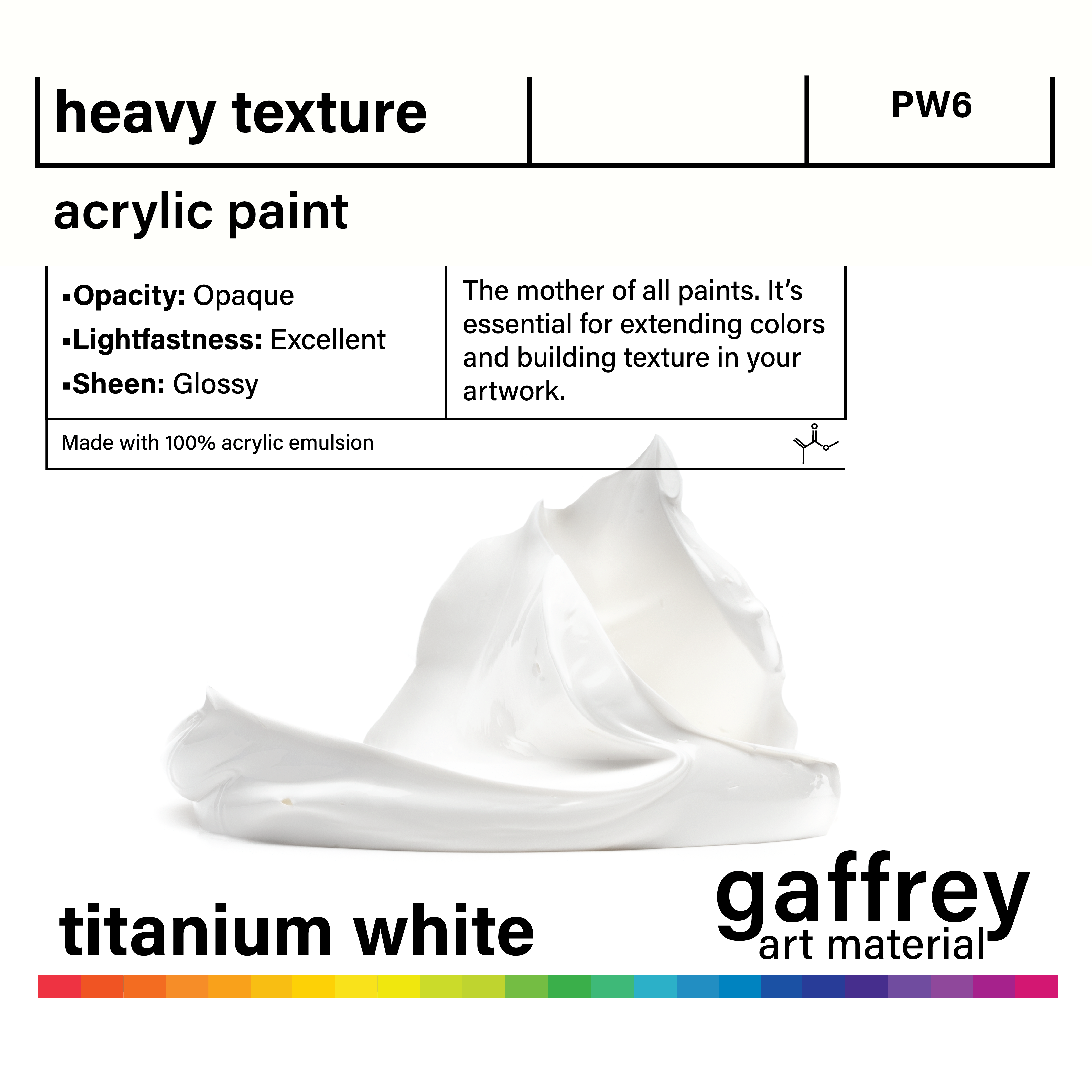 gaffrey art Titanium White Heavy Body Texture Acrylic Paint